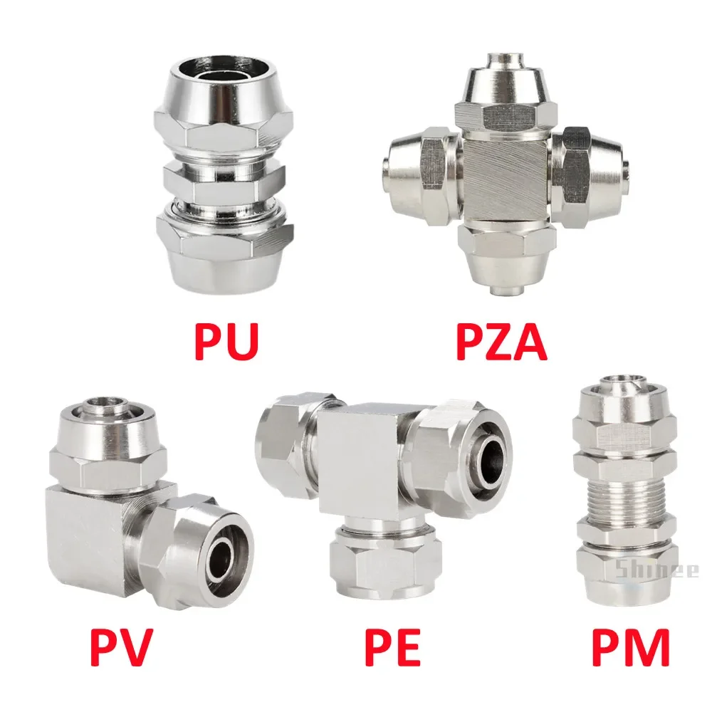 Compression Fitting Brass - Copper Plated Nickel Pneumatic Air Quick