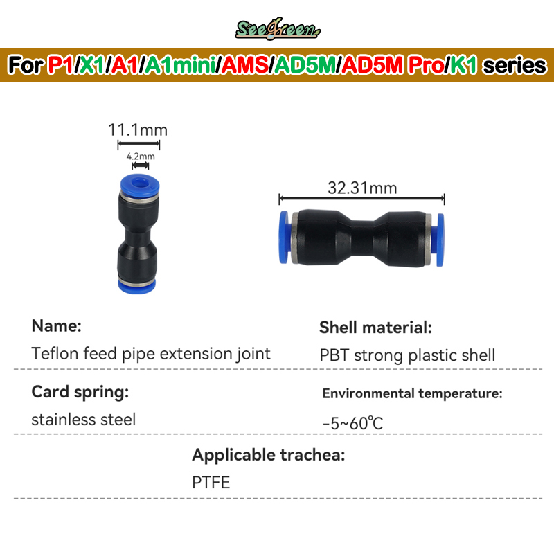 Ptfe Tape Thread - 1/2/3pcs 3D Printer PTFE Pneumatic Fitting