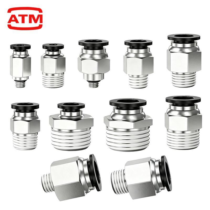 Compression Fitting Brass - PC Pneumatic Air Connector Fitting PC